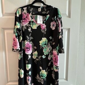 Sew In Love Floral Dress - Black, Pink, Green